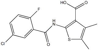 2-[(5-chloro-2-fluorobenzene)amido]-4,5-dimethylthiophene-3-carboxylic acid Struktur