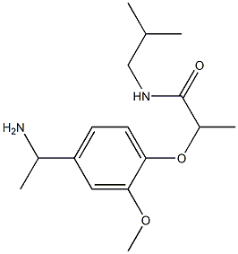 2-[4-(1-aminoethyl)-2-methoxyphenoxy]-N-(2-methylpropyl)propanamide Struktur