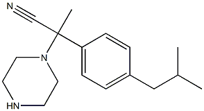 2-[4-(2-methylpropyl)phenyl]-2-(piperazin-1-yl)propanenitrile Struktur