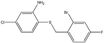 2-{[(2-bromo-4-fluorophenyl)methyl]sulfanyl}-5-chloroaniline Struktur