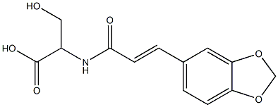 2-{[(2E)-3-(1,3-benzodioxol-5-yl)prop-2-enoyl]amino}-3-hydroxypropanoic acid Struktur