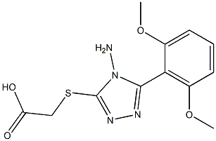 2-{[4-amino-5-(2,6-dimethoxyphenyl)-4H-1,2,4-triazol-3-yl]sulfanyl}acetic acid Struktur