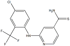 2-{[4-chloro-2-(trifluoromethyl)phenyl]amino}pyridine-4-carbothioamide Struktur