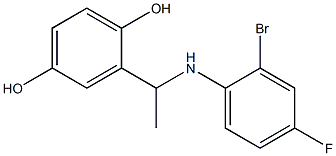 2-{1-[(2-bromo-4-fluorophenyl)amino]ethyl}benzene-1,4-diol Struktur