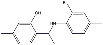 2-{1-[(2-bromo-4-methylphenyl)amino]ethyl}-5-methylphenol Struktur