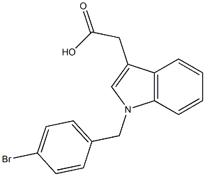 2-{1-[(4-bromophenyl)methyl]-1H-indol-3-yl}acetic acid Struktur