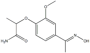 2-{4-[1-(hydroxyimino)ethyl]-2-methoxyphenoxy}propanamide Struktur