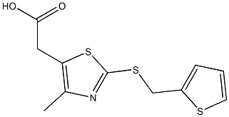 2-{4-methyl-2-[(thiophen-2-ylmethyl)sulfanyl]-1,3-thiazol-5-yl}acetic acid Struktur