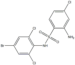 2-amino-N-(4-bromo-2,6-dichlorophenyl)-4-chlorobenzene-1-sulfonamide Struktur