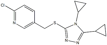 2-chloro-5-{[(4,5-dicyclopropyl-4H-1,2,4-triazol-3-yl)sulfanyl]methyl}pyridine Struktur