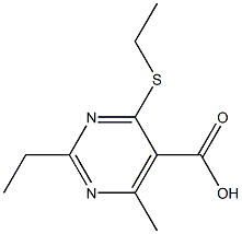 2-ethyl-4-(ethylthio)-6-methylpyrimidine-5-carboxylic acid Struktur