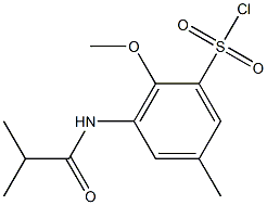 2-methoxy-5-methyl-3-(2-methylpropanamido)benzene-1-sulfonyl chloride Struktur