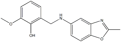 2-methoxy-6-{[(2-methyl-1,3-benzoxazol-5-yl)amino]methyl}phenol Struktur