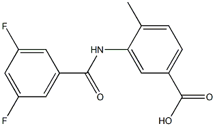 3-[(3,5-difluorobenzene)amido]-4-methylbenzoic acid Struktur