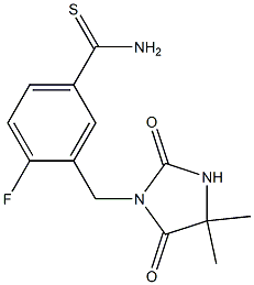 3-[(4,4-dimethyl-2,5-dioxoimidazolidin-1-yl)methyl]-4-fluorobenzenecarbothioamide Struktur