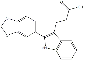 3-[2-(1,3-benzodioxol-5-yl)-5-methyl-1H-indol-3-yl]propanoic acid Struktur