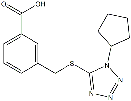 3-{[(1-cyclopentyl-1H-1,2,3,4-tetrazol-5-yl)sulfanyl]methyl}benzoic acid Struktur