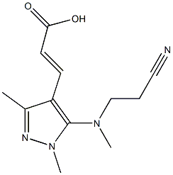 3-{5-[(2-cyanoethyl)(methyl)amino]-1,3-dimethyl-1H-pyrazol-4-yl}prop-2-enoic acid Struktur