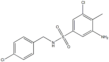 3-amino-5-chloro-N-[(4-chlorophenyl)methyl]-4-methylbenzene-1-sulfonamide Struktur