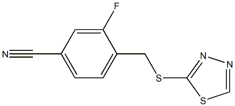 3-fluoro-4-[(1,3,4-thiadiazol-2-ylsulfanyl)methyl]benzonitrile Struktur