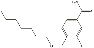 3-fluoro-4-[(heptyloxy)methyl]benzene-1-carbothioamide Struktur