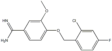 4-[(2-chloro-4-fluorophenyl)methoxy]-3-methoxybenzene-1-carboximidamide Struktur