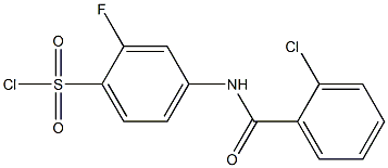 4-[(2-chlorobenzene)amido]-2-fluorobenzene-1-sulfonyl chloride Struktur