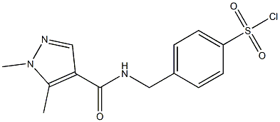 4-{[(1,5-dimethyl-1H-pyrazol-4-yl)formamido]methyl}benzene-1-sulfonyl chloride Struktur