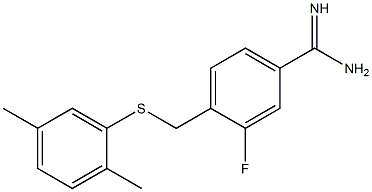 4-{[(2,5-dimethylphenyl)sulfanyl]methyl}-3-fluorobenzene-1-carboximidamide Struktur