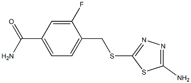 4-{[(5-amino-1,3,4-thiadiazol-2-yl)sulfanyl]methyl}-3-fluorobenzamide Struktur