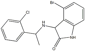 4-bromo-3-{[1-(2-chlorophenyl)ethyl]amino}-2,3-dihydro-1H-indol-2-one Struktur