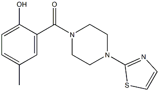 4-methyl-2-{[4-(1,3-thiazol-2-yl)piperazin-1-yl]carbonyl}phenol Struktur