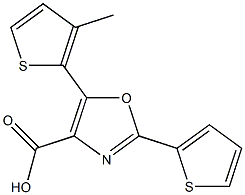 5-(3-methylthiophen-2-yl)-2-(thiophen-2-yl)-1,3-oxazole-4-carboxylic acid Struktur