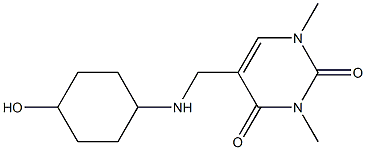 5-{[(4-hydroxycyclohexyl)amino]methyl}-1,3-dimethyl-1,2,3,4-tetrahydropyrimidine-2,4-dione Struktur