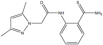 N-[2-(aminocarbonothioyl)phenyl]-2-(3,5-dimethyl-1H-pyrazol-1-yl)acetamide Struktur