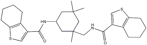 N-(3,3,5-trimethyl-5-{[(4,5,6,7-tetrahydro-1-benzothien-3-ylcarbonyl)amino]methyl}cyclohexyl)-4,5,6,7-tetrahydro-1-benzothiophene-3-carboxamide Struktur