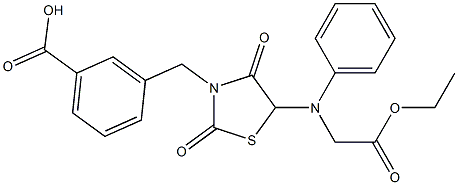 3-({5-[(2-ethoxy-2-oxoethyl)anilino]-2,4-dioxo-1,3-thiazolidin-3-yl}methyl)benzoic acid Struktur