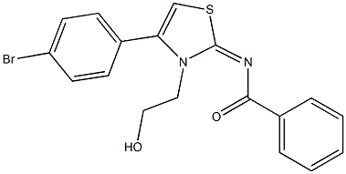 N-(4-(4-bromophenyl)-3-(2-hydroxyethyl)-1,3-thiazol-2(3H)-ylidene)benzamide Struktur