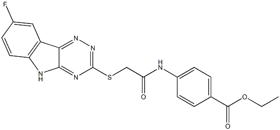 ethyl 4-({[(8-fluoro-5H-[1,2,4]triazino[5,6-b]indol-3-yl)sulfanyl]acetyl}amino)benzoate Struktur