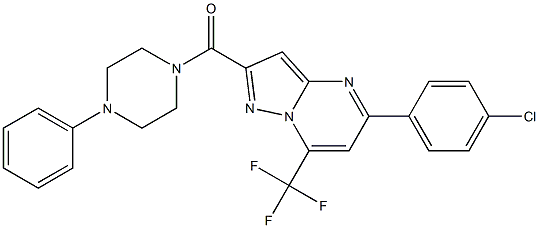 5-(4-chlorophenyl)-2-[(4-phenyl-1-piperazinyl)carbonyl]-7-(trifluoromethyl)pyrazolo[1,5-a]pyrimidine Struktur