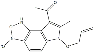 1-[6-(allyloxy)-7-methyl-3-oxido-6H-[1,2,5]oxadiazolo[3,4-e]indol-8-yl]ethanone Struktur