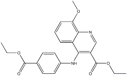 ethyl 4-[4-(ethoxycarbonyl)anilino]-8-methoxyquinoline-3-carboxylate Struktur