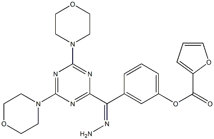 3-{2-[4,6-di(4-morpholinyl)-1,3,5-triazin-2-yl]carbohydrazonoyl}phenyl 2-furoate Struktur