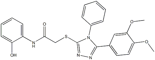 2-{[5-(3,4-dimethoxyphenyl)-4-phenyl-4H-1,2,4-triazol-3-yl]sulfanyl}-N-(2-hydroxyphenyl)acetamide Struktur