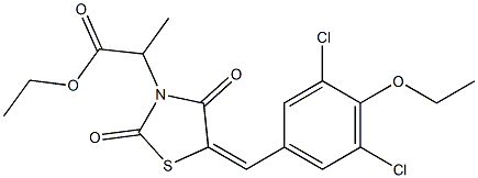 ethyl 2-[5-(3,5-dichloro-4-ethoxybenzylidene)-2,4-dioxo-1,3-thiazolidin-3-yl]propanoate Struktur