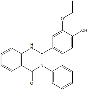 2-(3-ethoxy-4-hydroxyphenyl)-3-phenyl-2,3-dihydro-4(1H)-quinazolinone Struktur