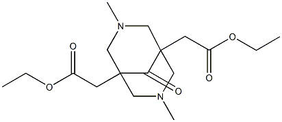 ethyl [5-(2-ethoxy-2-oxoethyl)-3,7-dimethyl-9-oxo-3,7-diazabicyclo[3.3.1]non-1-yl]acetate Struktur