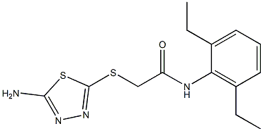 2-[(5-amino-1,3,4-thiadiazol-2-yl)sulfanyl]-N-(2,6-diethylphenyl)acetamide Struktur