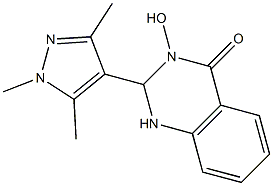 3-hydroxy-2-(1,3,5-trimethyl-1H-pyrazol-4-yl)-2,3-dihydro-4(1H)-quinazolinone Struktur