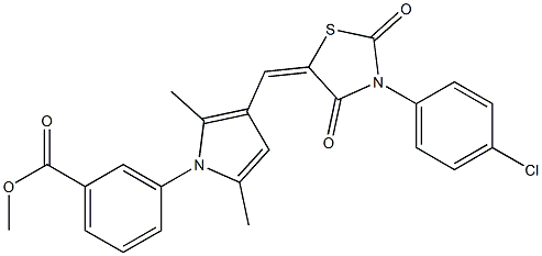 methyl 3-(3-{[3-(4-chlorophenyl)-2,4-dioxo-1,3-thiazolidin-5-ylidene]methyl}-2,5-dimethyl-1H-pyrrol-1-yl)benzoate Struktur